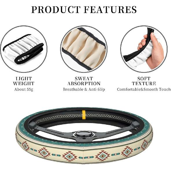Western Steering Wheel Cover Cute Universal 15 Inch Car Accessories Protector for Women Fit Auto SUV Sedan Vans Trucks