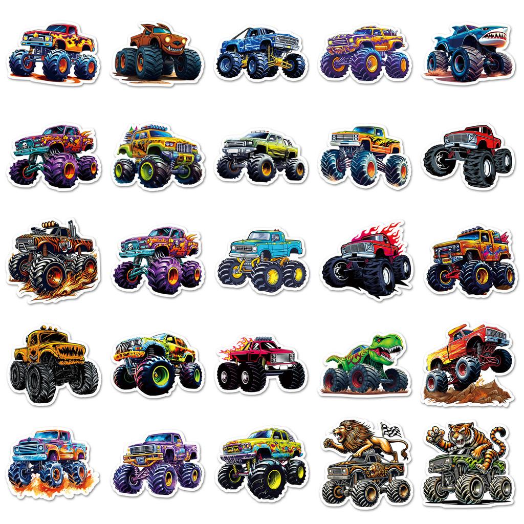 50 Pieces Monster Truck Stickers - Cool Cartoon Bigfoot Truck Car Graffiti Decals For Handbook Motorcycle Animeworlds Store