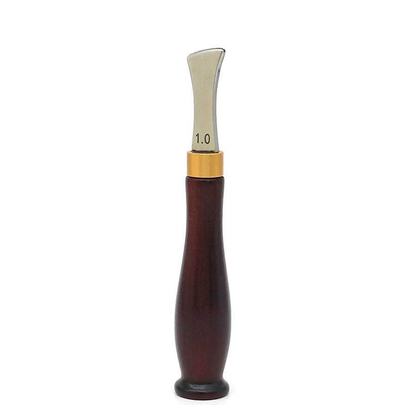 Fan-shaped Leather Creaser Boasts Solid Red Wooden Grip and Shallow Inner Groove Multi-purpose DIY Craft Gear for Edge Trimming