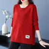 Spring and Autumn Women's Plus Size Knit Sweater Thin Loose Crew Neck Pullover Knitwear Short Slit Stretch Knit Top Jumper