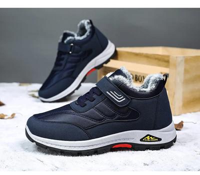Fashion Winter Boots Men Lace-up Outdoor Winter Cotton Shoes Plush Leather Waterproof Sneakers Climbing Hunting Shoes Warm Hiking Boot