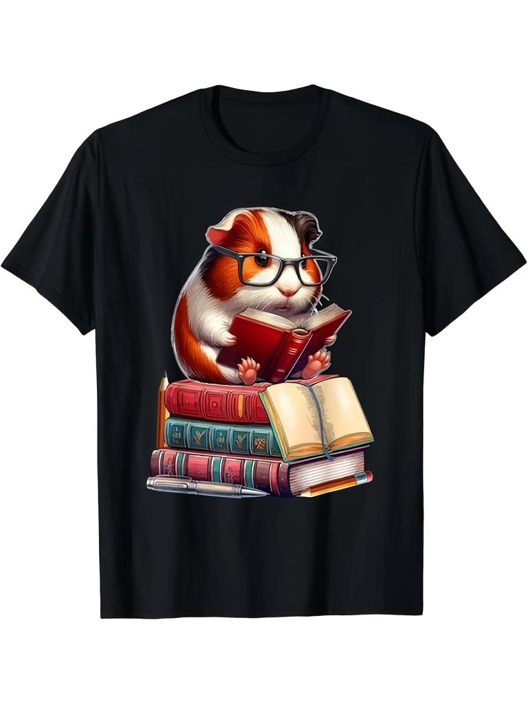 Unisex T-shirt Happy Scholar T-Shirt A Whimsical Short-Sleeved Crew Neck T-Shirt Featuring an Adorable Bespectacled