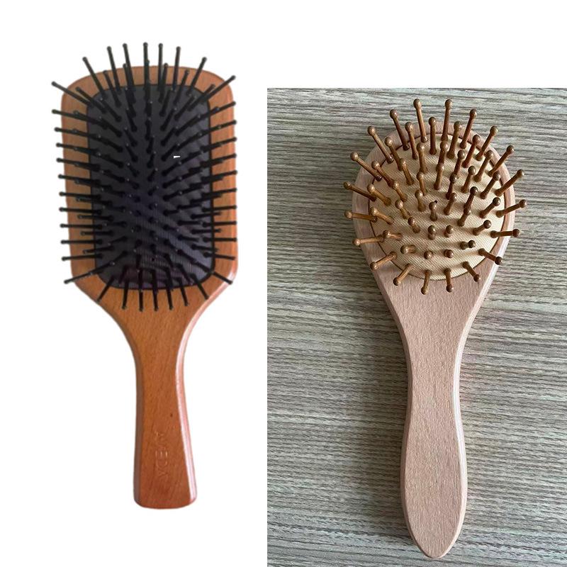 Hemu Wooden Air Cushion Comb & Scalp Massager for Women - Hair Loss Prevention & Volume Boost