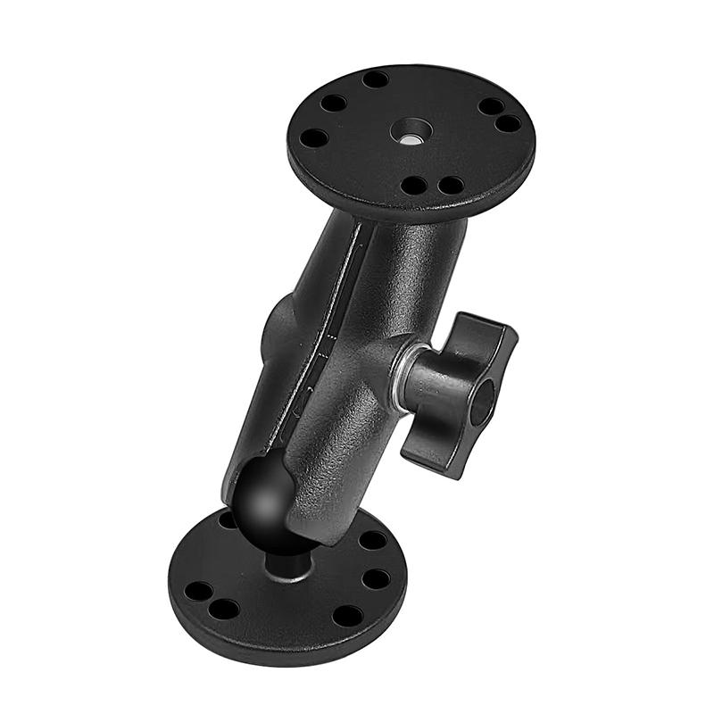 Aluminum Double Ball RAM Mount Support with Two AMPS Round Plates 1 Inch 25mm Double Socket Arm Adapters for Drill-down Mounting