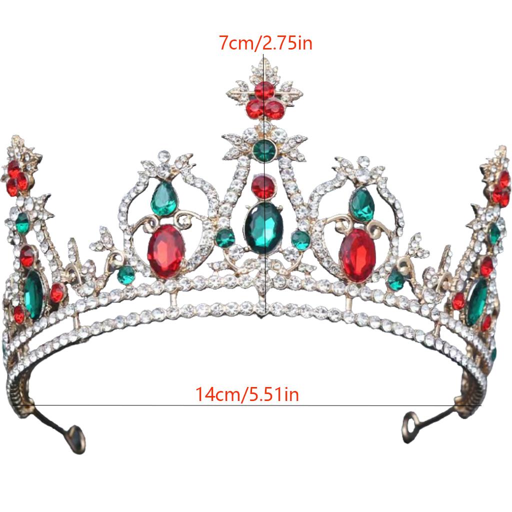 1pc Fashion Christmas Vintage Royal Hair Crown Sparkling Rhinestones Ornate Festive Design Perfect Holiday Elegance Occasions