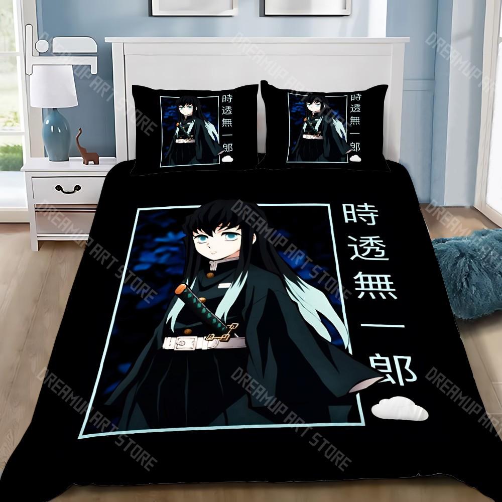 Demon Slayer Muichiro tokito Husă de Plapumă Față de Pernă Set de Lenjerie de Pat Adult Băiat Fată Decor Dormitor Cadou Copii Mărime Single