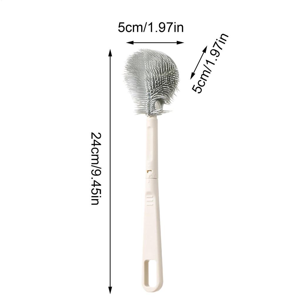 Foldable 360 Degree Comprehensive Cleaning Silicone Brush with Long Handle Design Reusable for Bottles and Cups