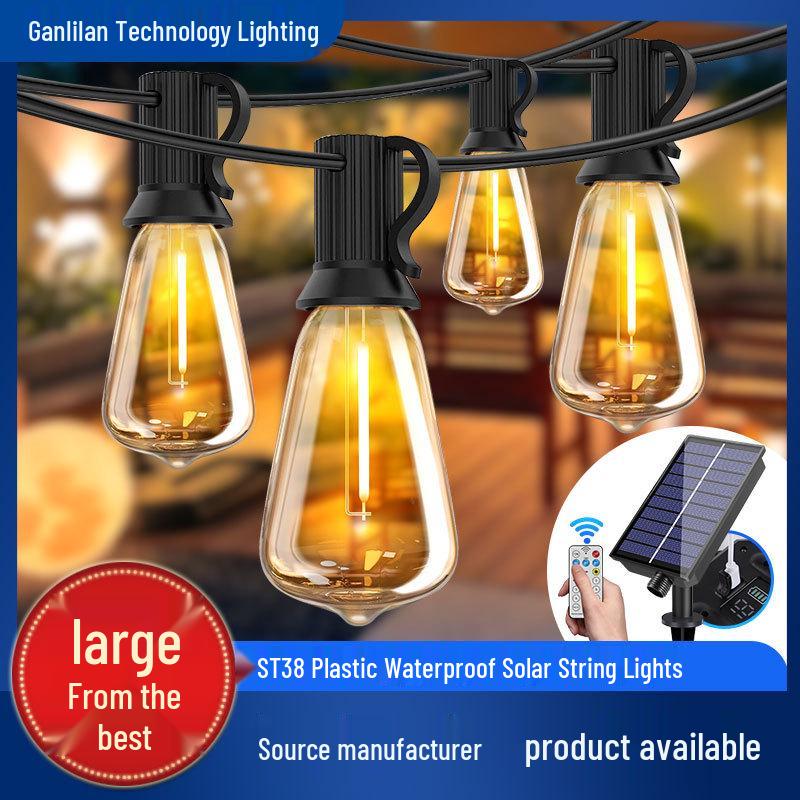 Smart Remote ST38 Solar LED String Lights - Waterproof Decorative Atmosphere for Outdoor Weddings and Camping