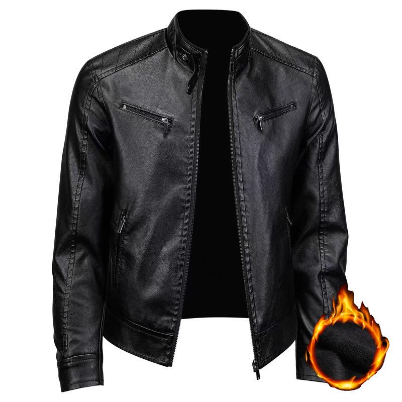 

Мужская модная куртка из искусственной кожи с воротником-стойкой в американском и британском стиле M