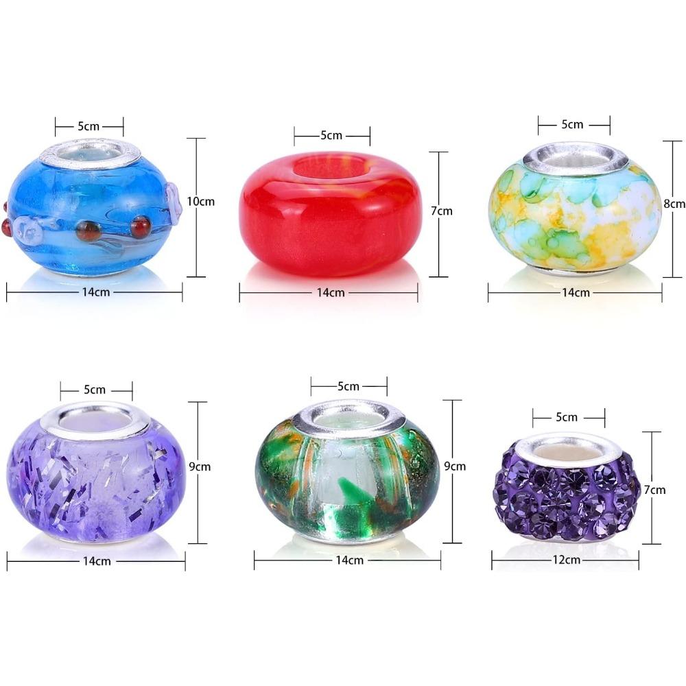 10/30/60pcs European Large Hole Beads Spacer Beads Charm Fairy Wands Beads Rhinestone Craft Beads for DIY Bracelet Jewelry Making