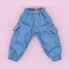 niannyyhouse OB11 Size Obitsu Doll 11cm Body T-Shirt + Pants 2-Piece Set, Plain T-Shirt, Doll Clothes, Overalls, 112 BJD Doll Clothes (White + Blue)