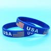 Pulseira de silicone motivacional para homens e mulheres, 2 peças, bandeira dos eua, esportes americanos, borracha, amizade, acessórios, presentes