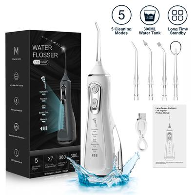 Irygator doustny 40-140PSI Skaler do zębów 5 prędkości Irygator do wody Akumulatorowy strumień wody do zębów 300ML IPX6 Wodoodporny środek do czyszczenia zębów
