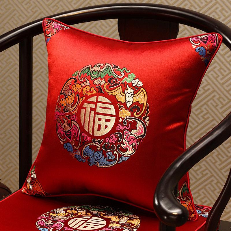 Chinese-Style Jacquard Square Pillow Cover Embroidered Lumbar Pillow Case Sofa Large Backrest Cover Hotel Office Home Decor
