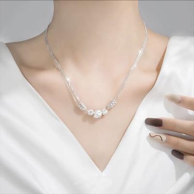 Collana multistrato per ragazze in argento placcato S925 gioielli in argento