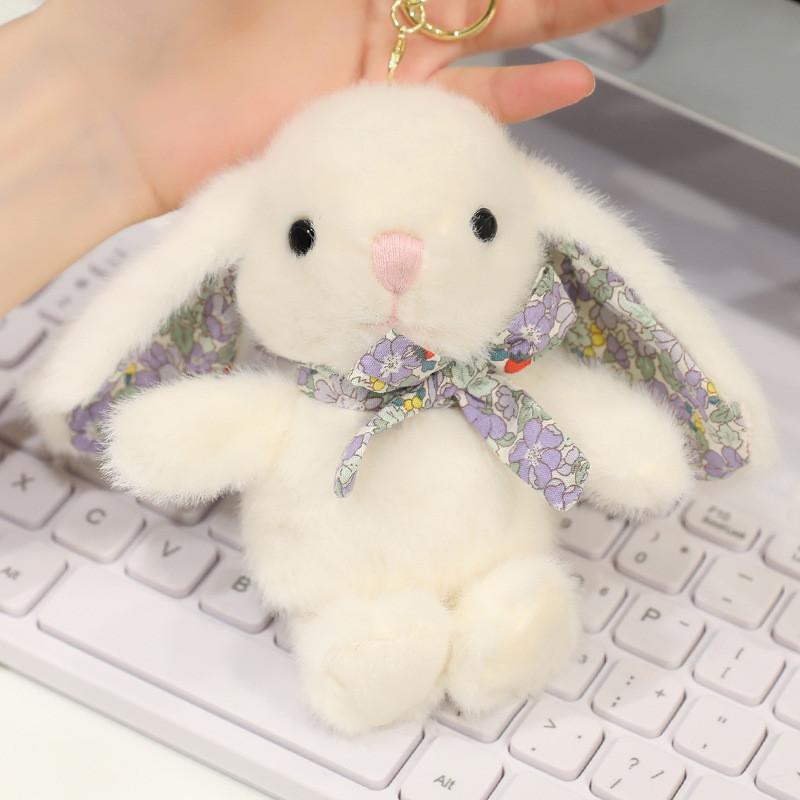 Elephant Penguin Cartoon Floral Bunny Plush Toy Keychain Bag Pendant Decor