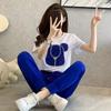 Fashionable Sports Suit for Women in Summer, Age-reducing, Versatile Short-sleeved Casual Trousers Two-piece Set