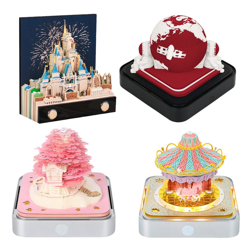 3D Art Calendar Clock Calendar Carousel Notepad Tear Paper Carving Notes