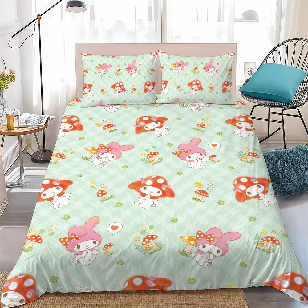 

Kawaii My M-Melody Duvet Cover Set Home Style Bedding Soft Laundry Cotton Bed 3 Piece Set Student Dormitory Gift 135x200cm