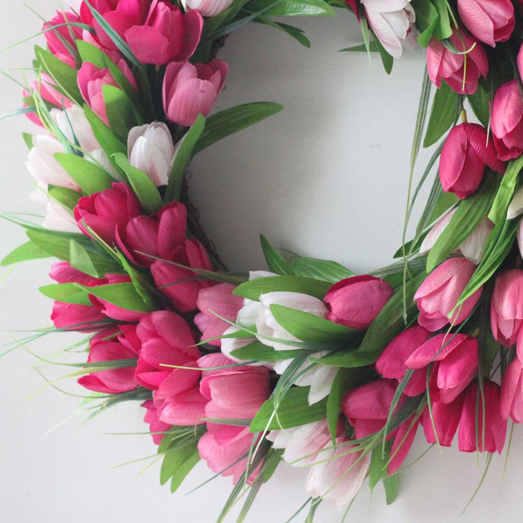 Artificial Flower Wreath Lifelike Handcrafted Front Door Spring Summer Wreath for Indoor Outdoor Holiday Weddings 50cm