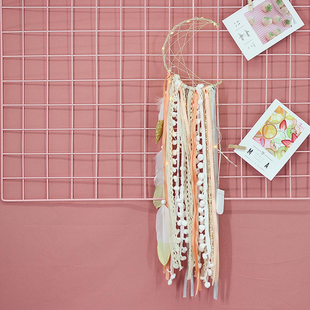 Moon Dream Catcher Net Led String Light DIY Wind Chimes Feather Home Bedroom Decoration Night Lamp