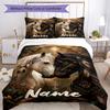 3pcs Custom Name Horse Bedding Set Duvet Cover Closure Includes 1 Duvet Cover & 2 Pillowcases, Soft and Comfortable for All Seasons.