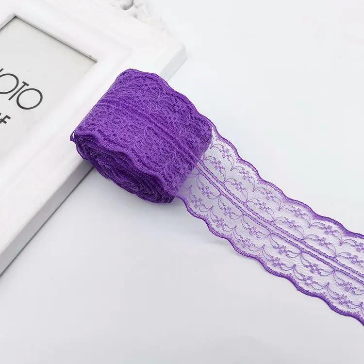 10Meters/Roll 4.5CM Red Black Blue Embroidery Lace Ribbon DIY Apparel Sewing Fabric Wedding Christmas Halloween Gift Decoration