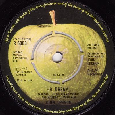 Disque 7 pouces JOHN LENNON 9 Dream R6003 Apple Records 1975 UK Rock Occasion
