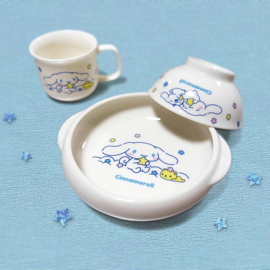 Sanrio Universal 15 x 13 Microwave and Dishwasher Star Made in Product Number 319118 "Cinnamoroll" Children's Dishware, Easy-Scoop Plate/Bowl, Design,