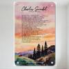 Charles Swindol 'The More I Do...' Metal Sign with Watercolor Mountain Landscape, Sunset Scenery, 4 Hanging Holes - Home Decor F