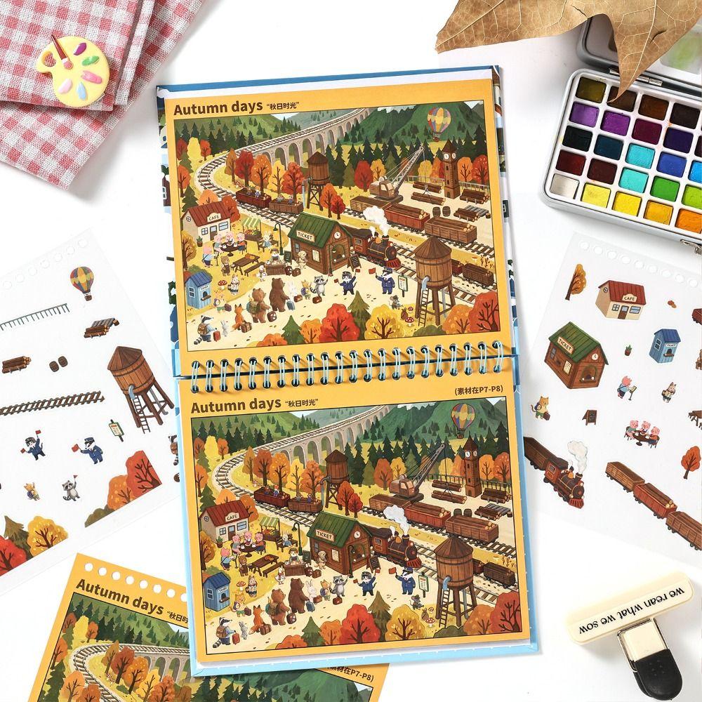 Kawaii Design 3D Scenery Stickers Spiral Bound Miniature Scene Sticker  Journal Supplies