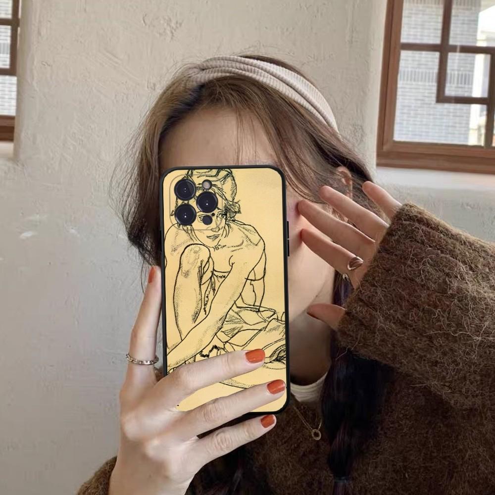 Egon Schiele Phone Case For iPhone 14 11 12 13 Mini Pro Max 8 7 6 6S Plus X SE 2020 XR XS Funda Case
