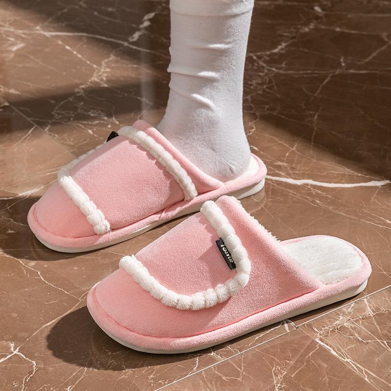 Cotton Slippers for Home Use Spring and Autumn Indoor Warm and Non-slip Cixi Couple Plush