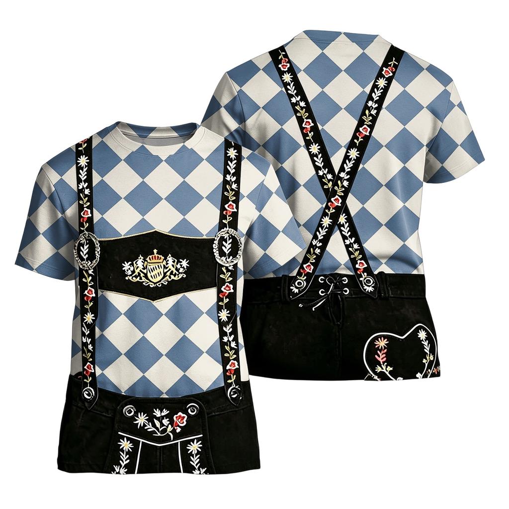 Men’s Oktoberfest Vintage Pattern Short Sleeve T Shirt Loose Fit Casual Summer Daily Top Retro Printed Design