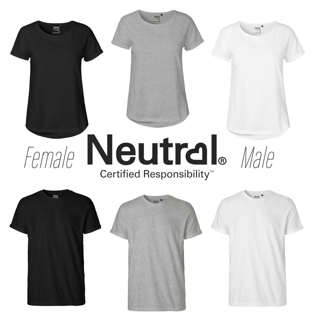 

Organic Neutral Tee Cotton Men Women Rolled Out Sleeves Curved Hem Discounted 3XL