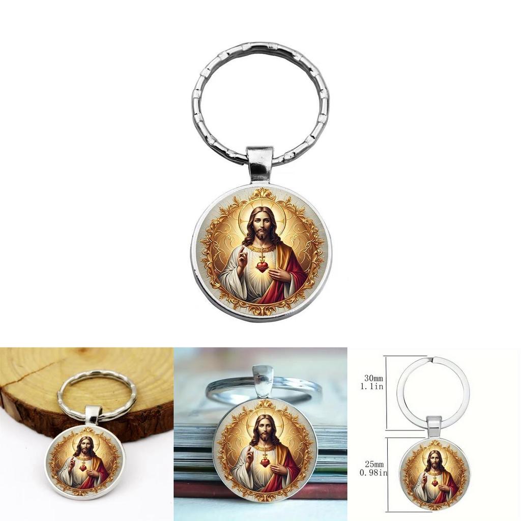 Heart Jesus Design Glass Alloy Key Holder With Modern Style For Party And Festival Gifts