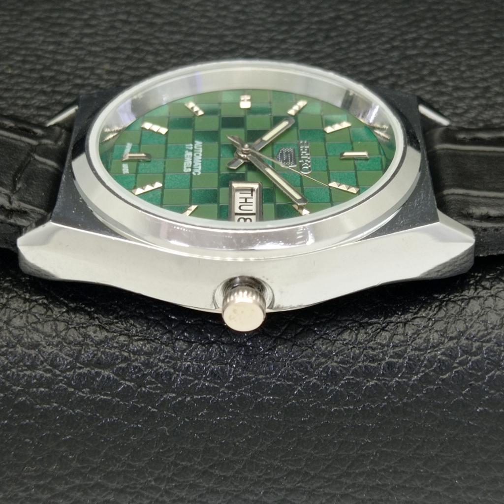 JAPAN SEIKO 5 AUTOMATIC MENS 6309A REFURBISHED GREEN COLOR DIAL WATCH a440277-9 Sk-a440277-1