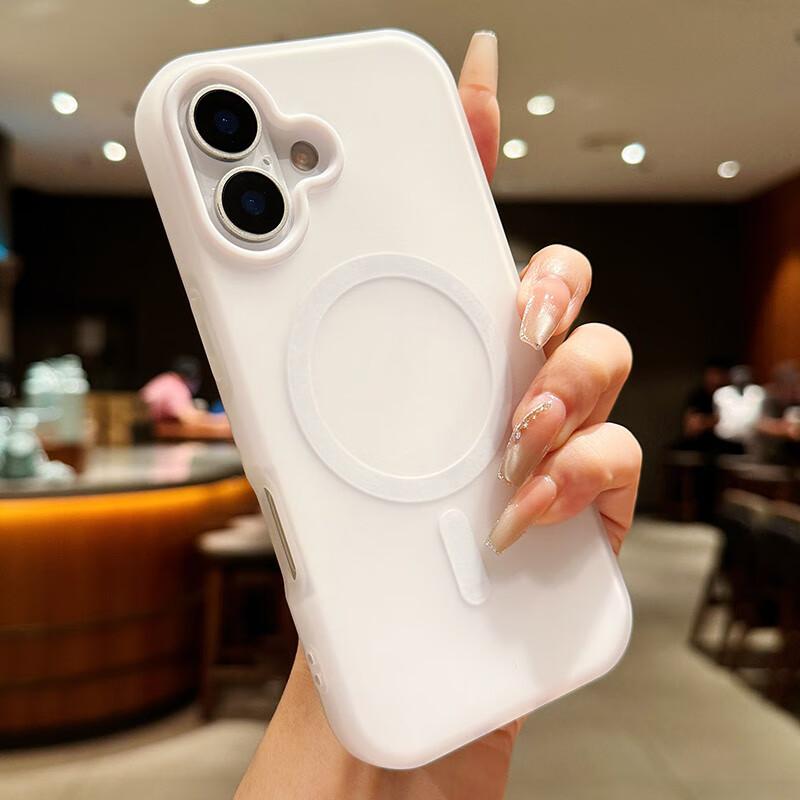 Matte Magnetic iPhone 17 Case, Simple Frosted Skin Feel, Anti-drop for iPhone 17, 2-in-1 Anti-drop Anti-slip Dopamine Jelly White