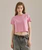 BASIC HOUSE Women'S Round Crop Short Sleeve T-Shirt Pink Lats0202