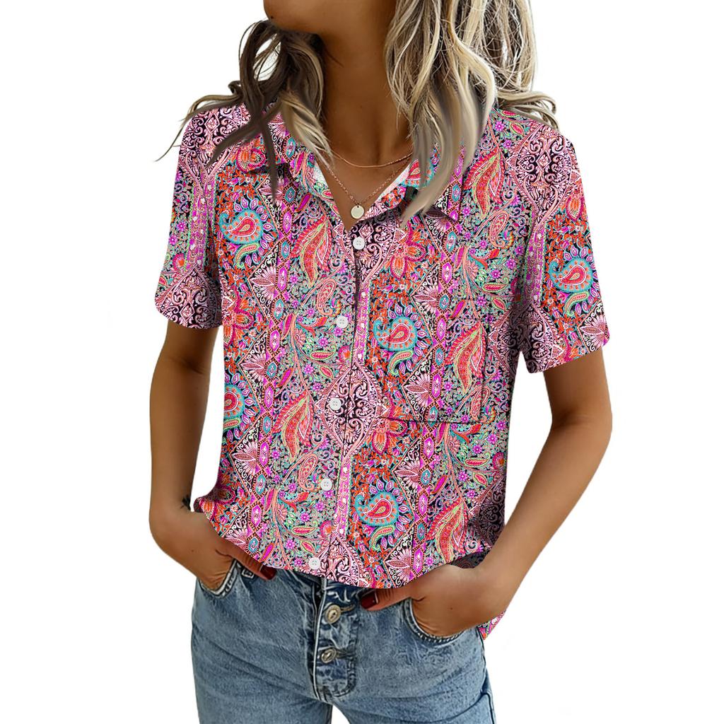 Women Blouses Short Sleeve Button Down Shirts Business Casual Dressy Work Tops Summer Spring Clothes