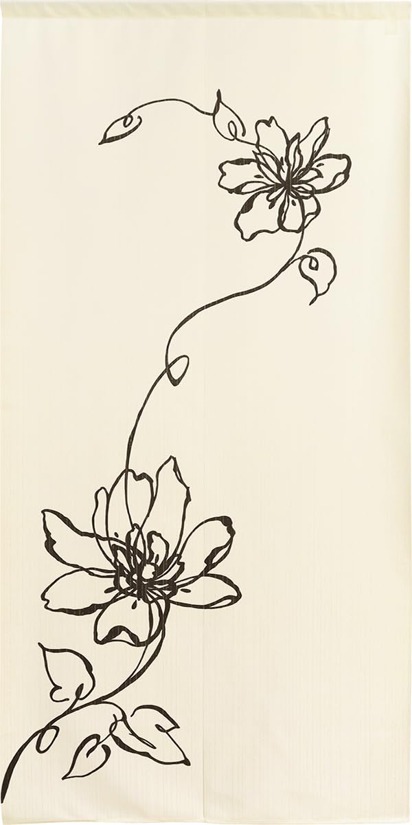 

Noren Kobo Noren Stylish Floral Print Long Simple and Room 85cm Wide x 170cm 2252 Curtain, Tapestry, Natural, Divider/Privacy Screen, Long, Uenusta, слоновая кость