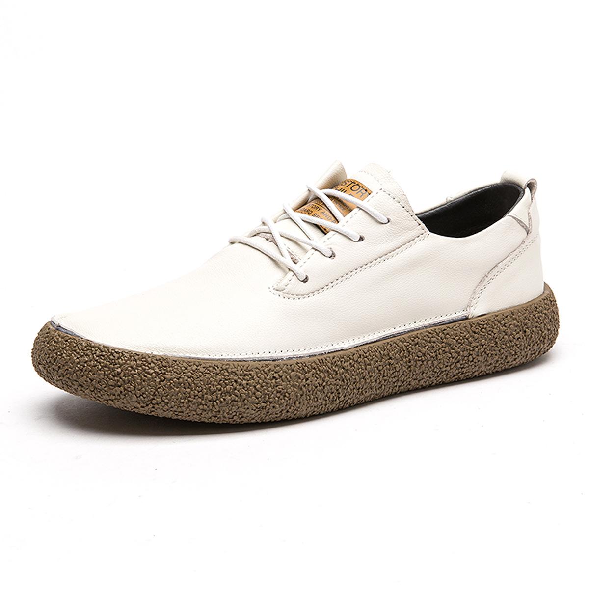 

Повседневная обувь 2025 новая кожаная обувь мужская кожаная на плоской подошве нескользящая с низким верхом большого размера для среднего возраста первый слой коровьей кожи мужская обувь кеды 47 белый