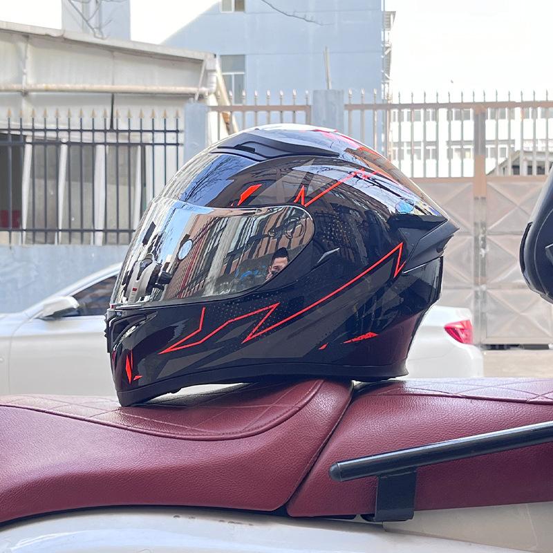 Motorcycle Helmet Full Helmet Can Be Equipped with Bluetooth Headset Men's Four-season Electric Bicycle Riding Helmet