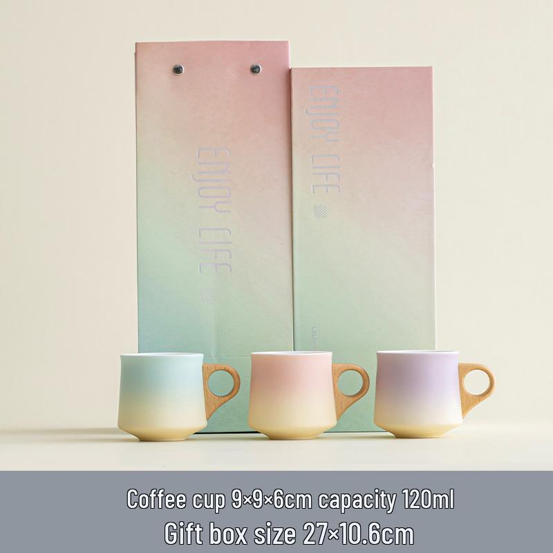 Premium Ceramic Tea Cup Set with Wooden Handles: Elegant Australian White Espresso Cups for Two