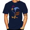 2025 New Summer Men's Road Runner 100% Cotton Cotton Funny Chicken BEEP Printed T-shirt Loose Short-sleeved Clothing