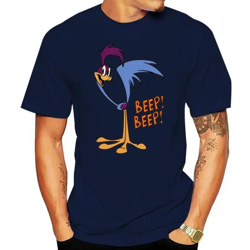 2025 New Summer Men's Road Runner 100% Cotton Cotton Funny Chicken BEEP Printed T-shirt Loose Short-sleeved Clothing