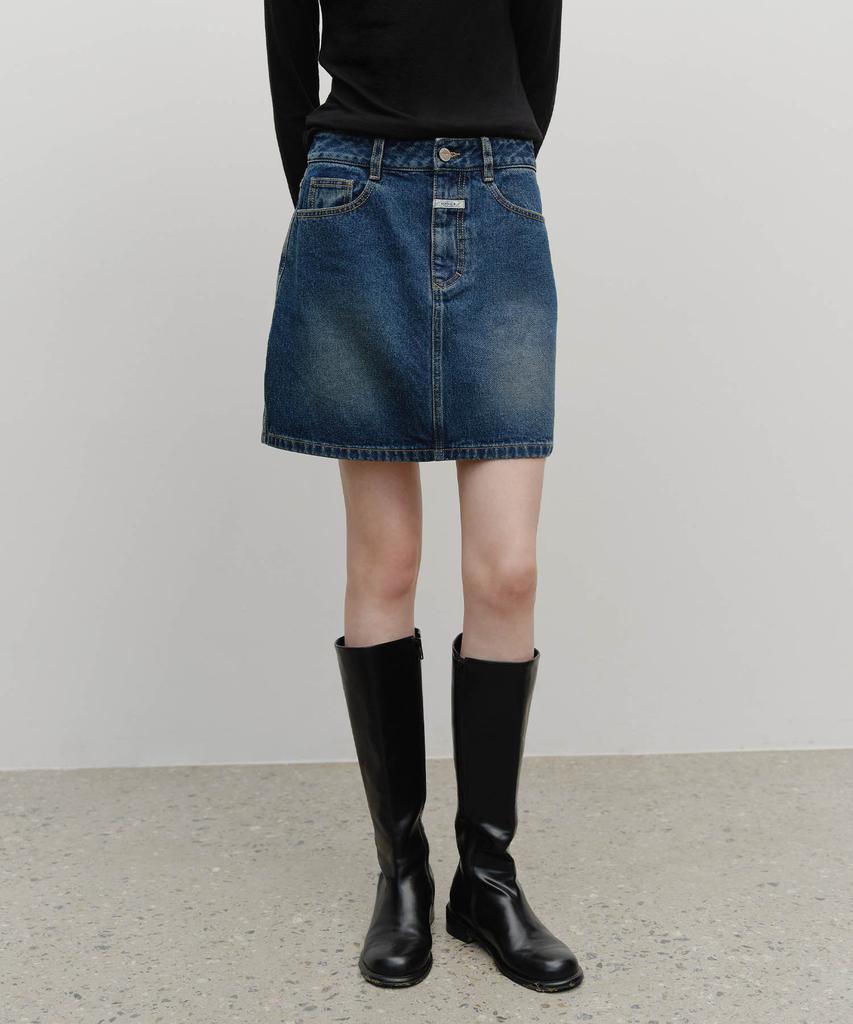 Malittepeulangsowajeobeo W Denim Mini Skirt Dark Blue