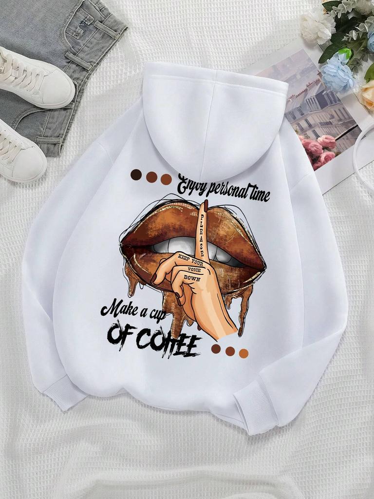 Make A Cup Of Coffee Dirty Little Secret Printing Sweatshirt Womens Soft Hooded Warm Fleece Hoodies Soft Oversize Streetwear