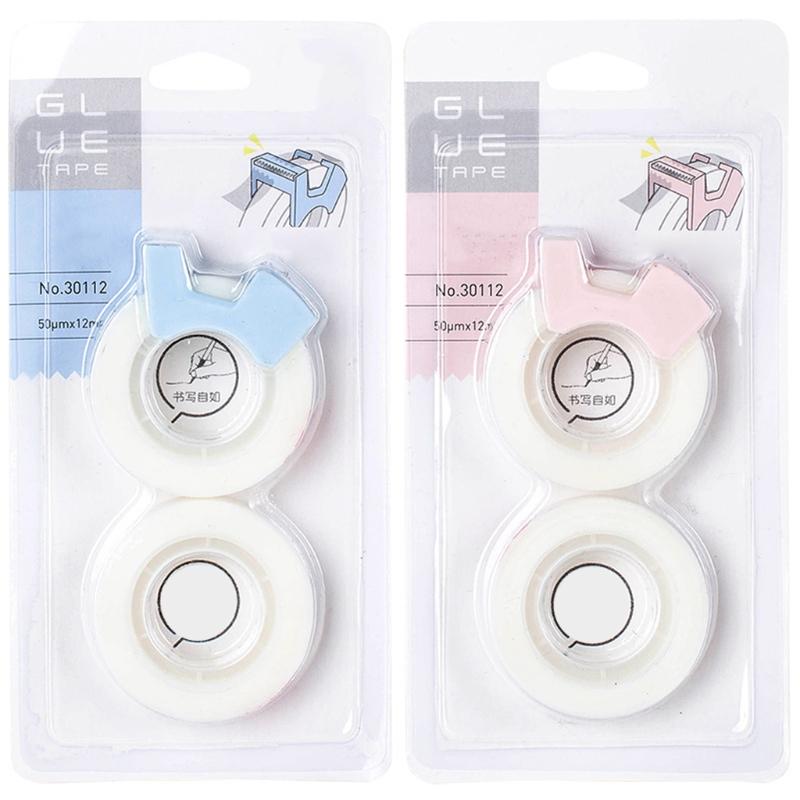 2Pcs Invisable Tape with Tape Dispenser Invisable Adhesive Tape with Tape Cutter for Scrapbooking Packaging