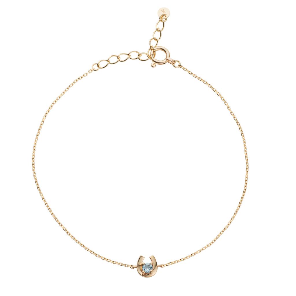 10K Yellow Gold Bracelet with Aquamarine and Horseshoe Birthstone AJVB4103LSAQ [Official] [Vendome Aoyama] (March Birthstone)